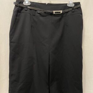 Women’s A line black skirt. Laura petite size 6 small belt accent